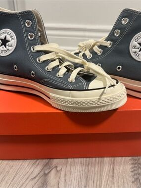 Converse Kids' High-Top Sneakers in Slate Blue with Cream Laces
